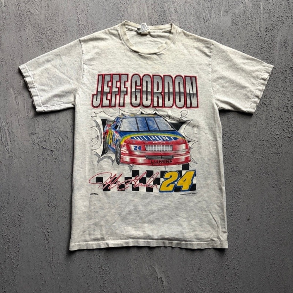 Vintage Jeff Gordon Nascar Shirt Large Grey 1990s Racing 24 Dupont